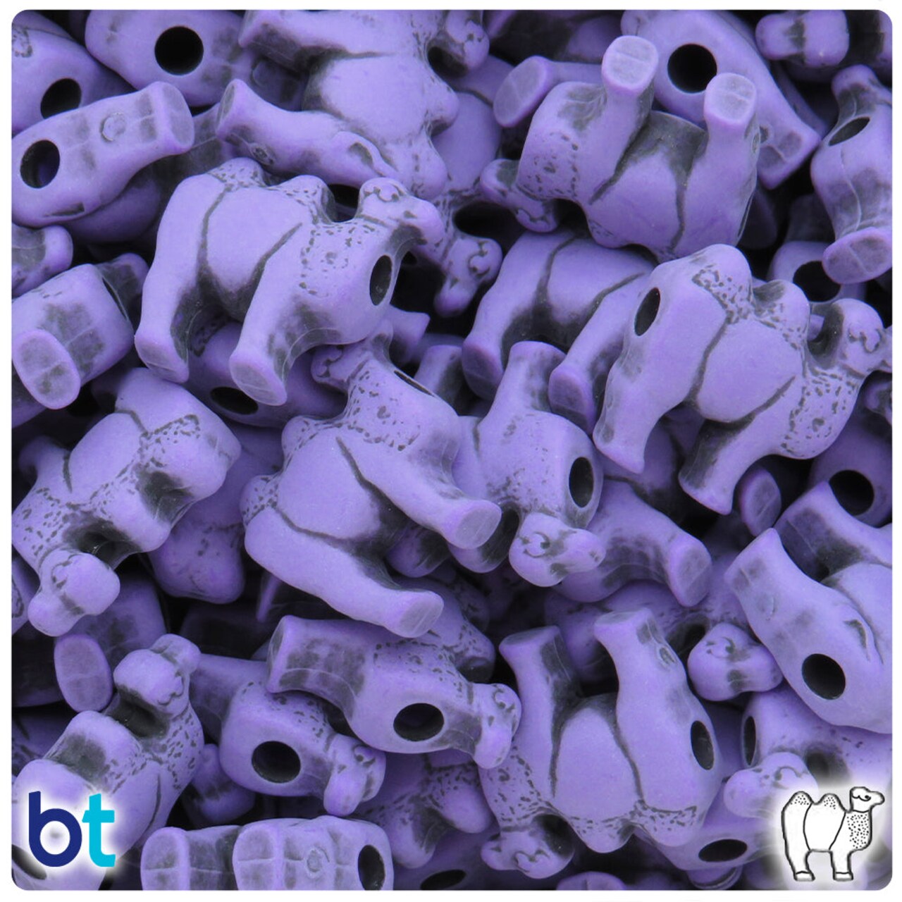 BeadTin Dark Lilac Antique 21mm Camel Plastic Pony Beads (24pcs)